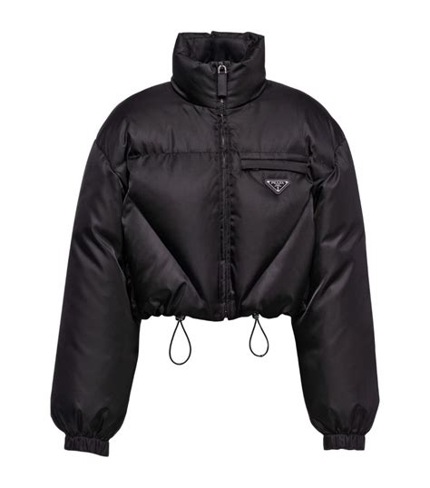 prada cropped jacket|Prada nylon cropped puffer jacket.